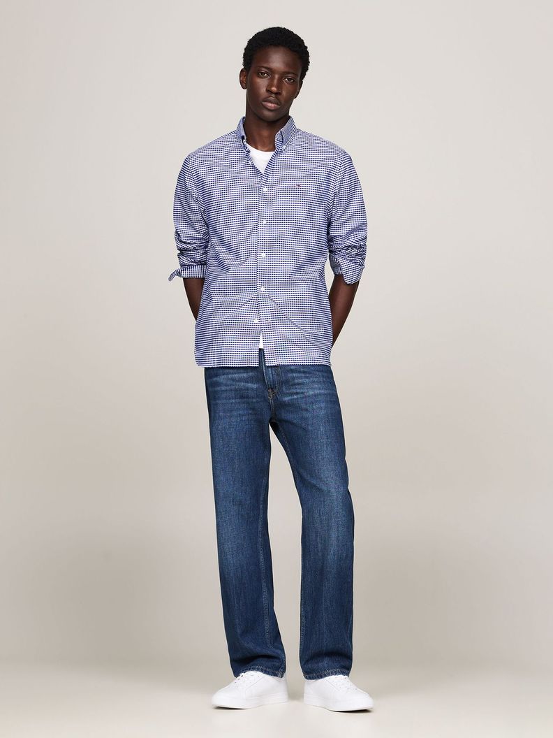 Camisa Heritage Oxford Gingham Regular Fit Celeste Tommy Hilfiger-1