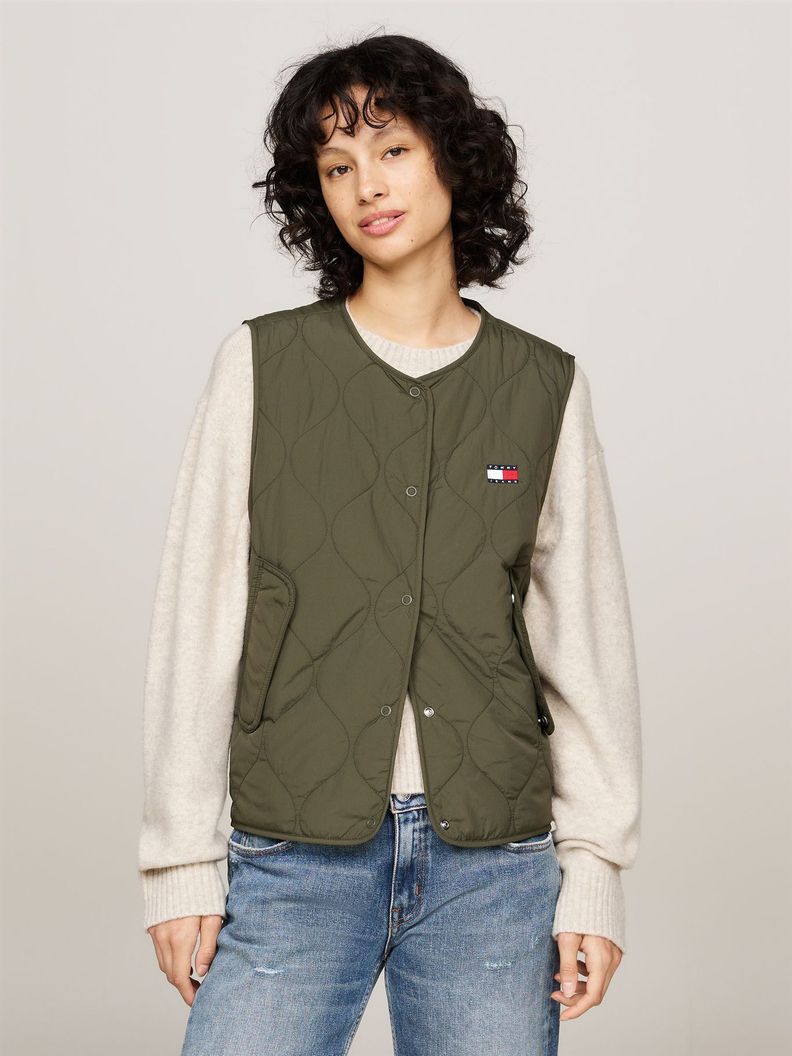 Chaqueta Vest Quilted Con Logo Verde Tommy Hilfiger-0