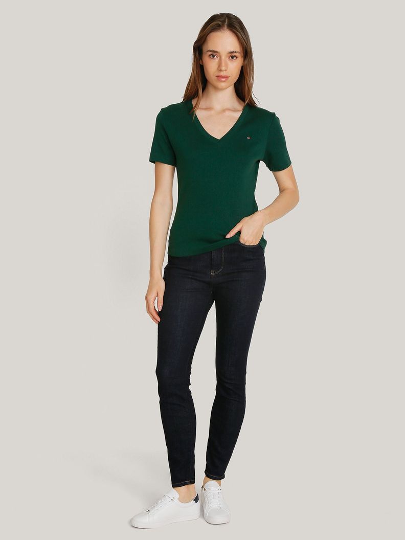 Polera V-Neck Rayas Slim Fit Verde Tommy Hilfiger-1