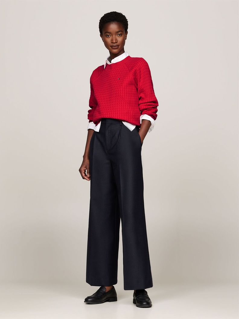Sweater Relaxed De Punto Trenzado Rojo Tommy Hilfiger-1