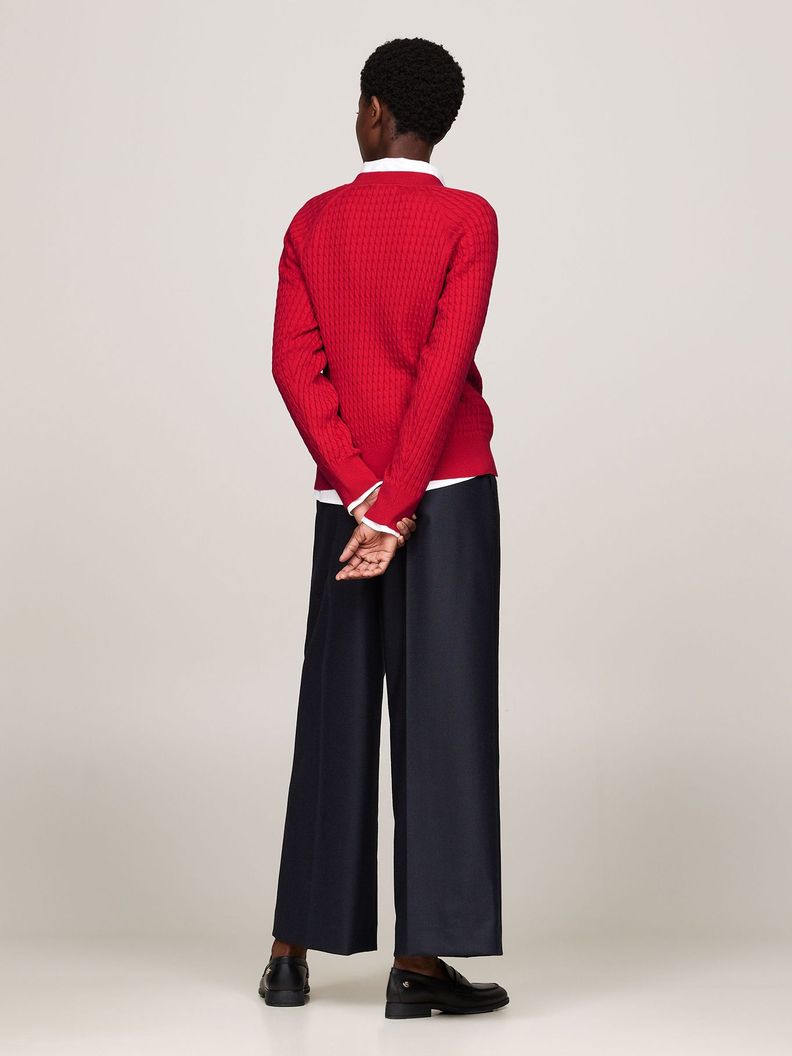 Sweater Relaxed De Punto Trenzado Rojo Tommy Hilfiger-2