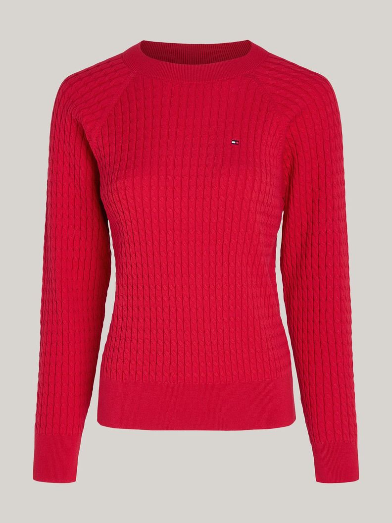 Sweater Relaxed De Punto Trenzado Rojo Tommy Hilfiger-4