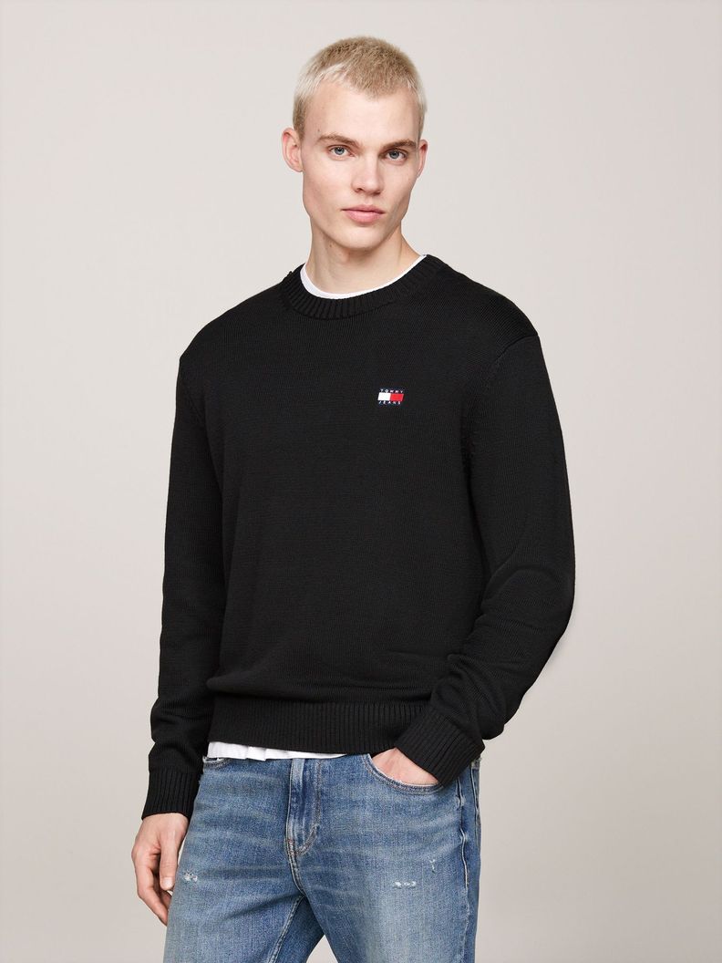 Sweater Con Logo De Parche Negro Tommy Hilfiger-0