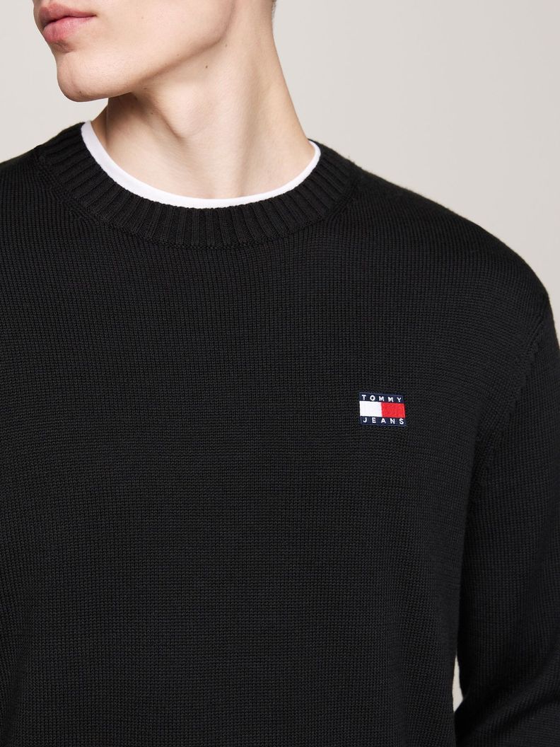 Sweater Con Logo De Parche Negro Tommy Hilfiger-3
