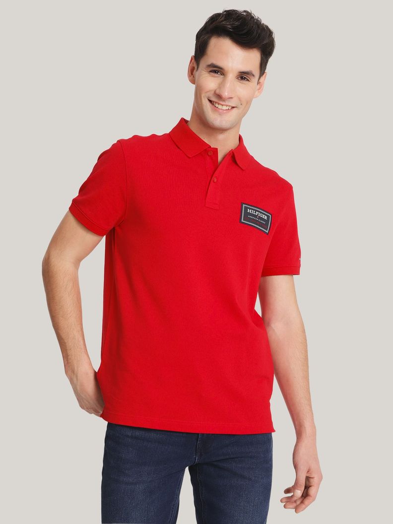 Polo Solid Label Con Logo Rojo Tommy Hilfiger-0