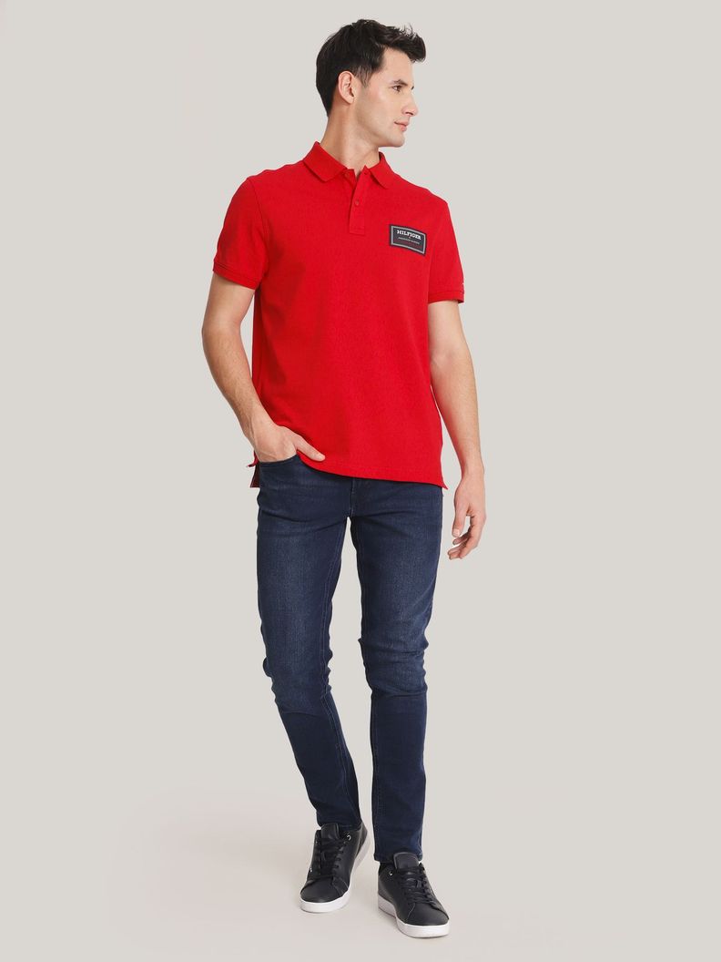 Polo Solid Label Con Logo Rojo Tommy Hilfiger-1