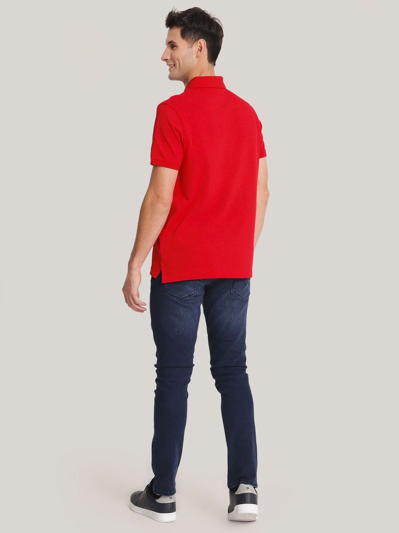 Polo Solid Label Con Logo Rojo Tommy Hilfiger-2