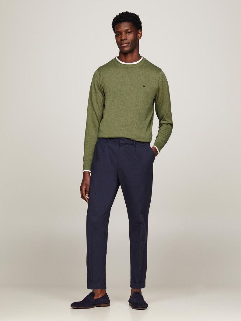 Sweater De Punto Mouliné C-Neck Verde Tommy Hilfiger-1