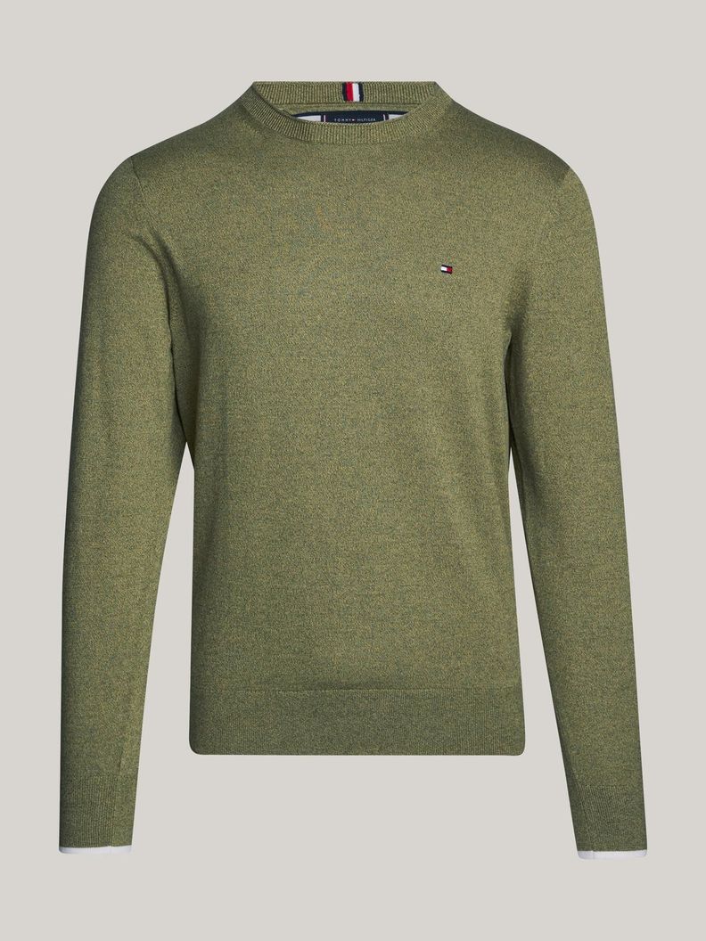 Sweater De Punto Mouliné C-Neck Verde Tommy Hilfiger-4