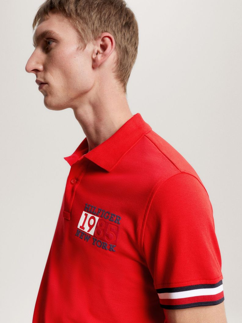 Polo Ribeteado Corte Slim Y Logo Rojo Tommy Hilfiger-3
