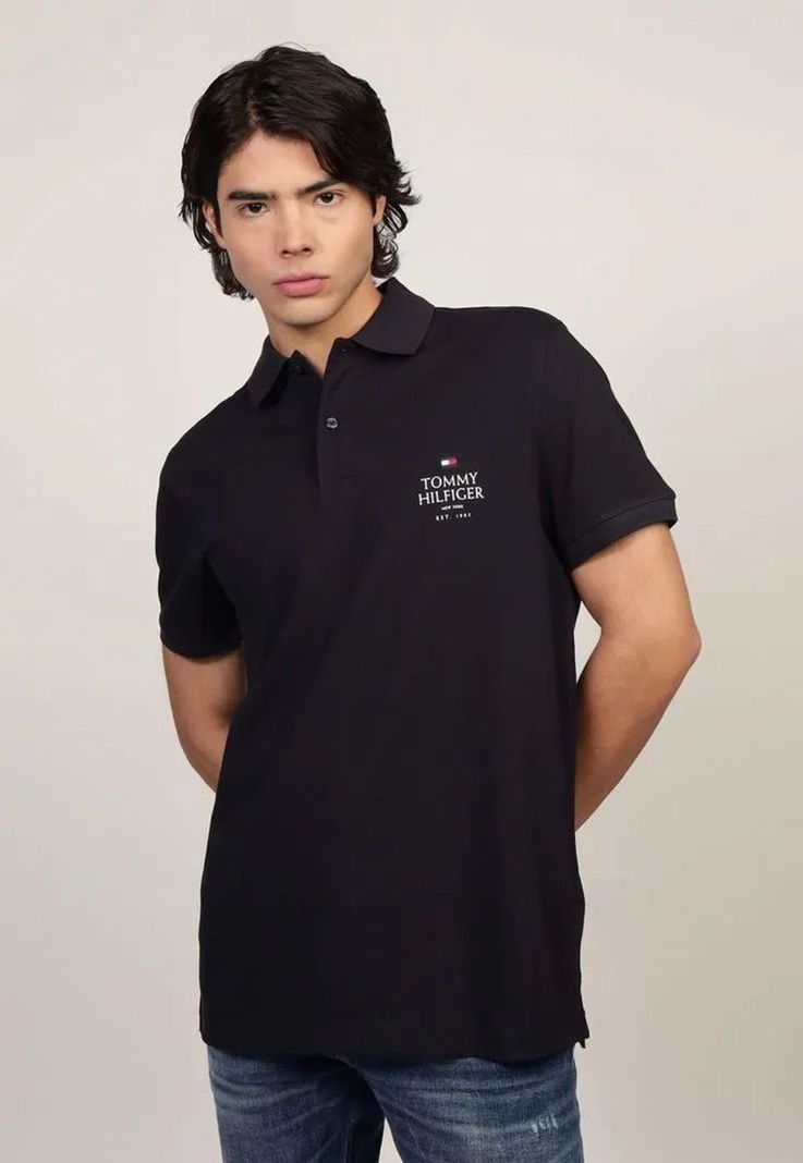 Polo Ic Stack Con Logo Regular/Fit Azul Tommy Hilfiger-0