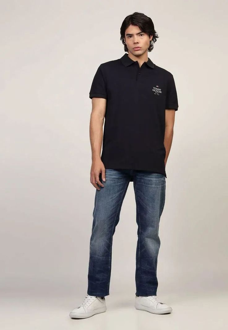 Polo Ic Stack Con Logo Regular/Fit Azul Tommy Hilfiger-1