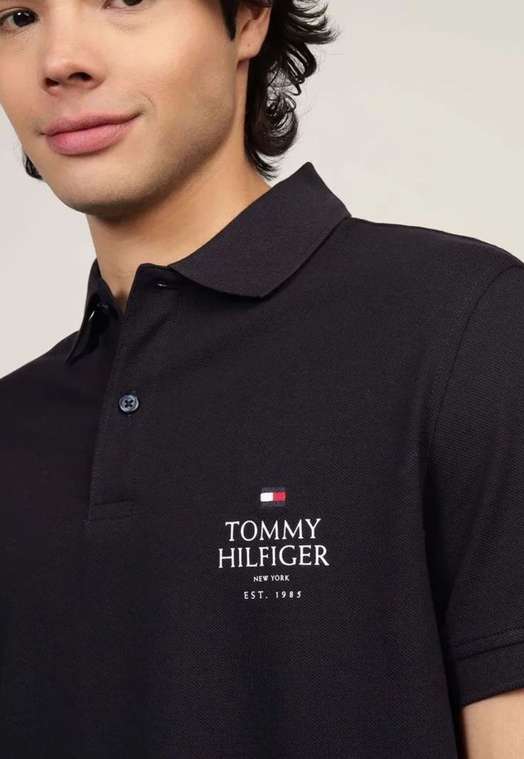 Polo Ic Stack Con Logo Regular/Fit Azul Tommy Hilfiger-3