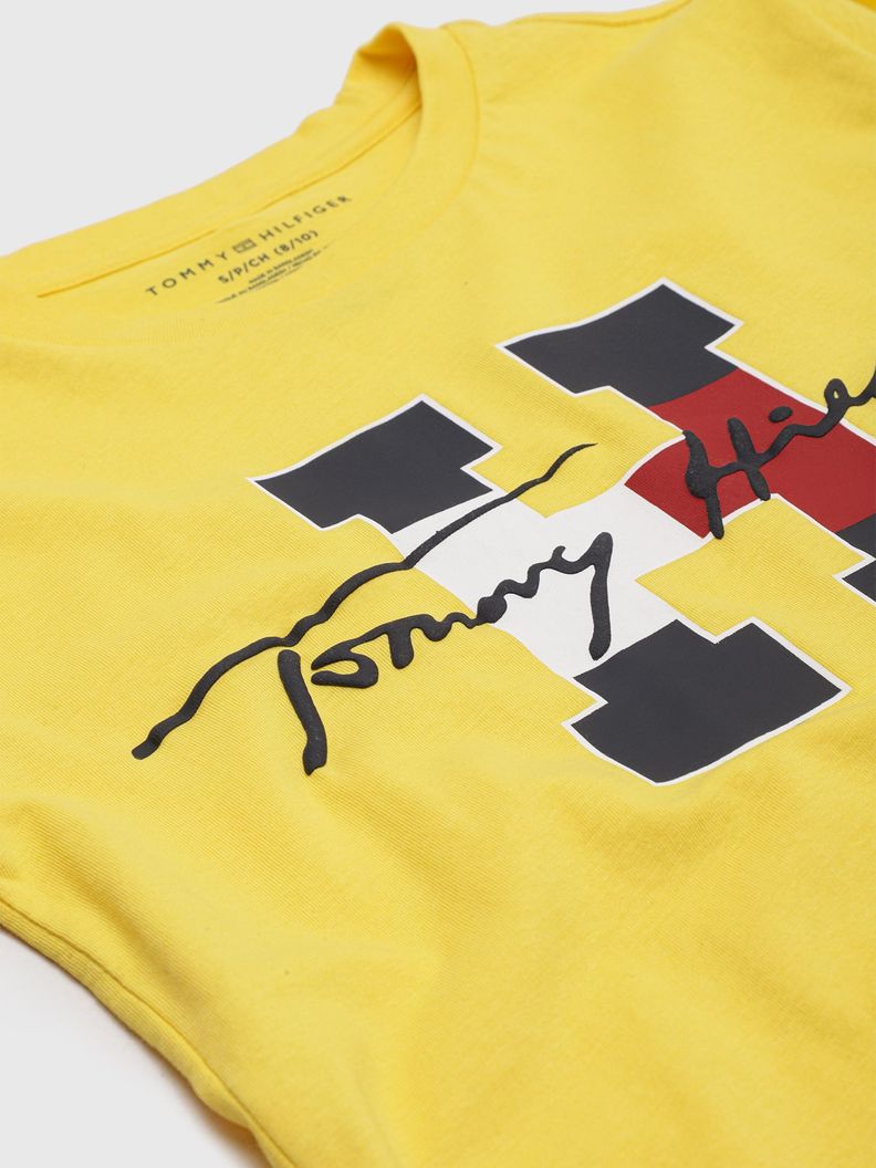 Polera De Niño Signature Logo Amarillo Tommy Hilfiger-2