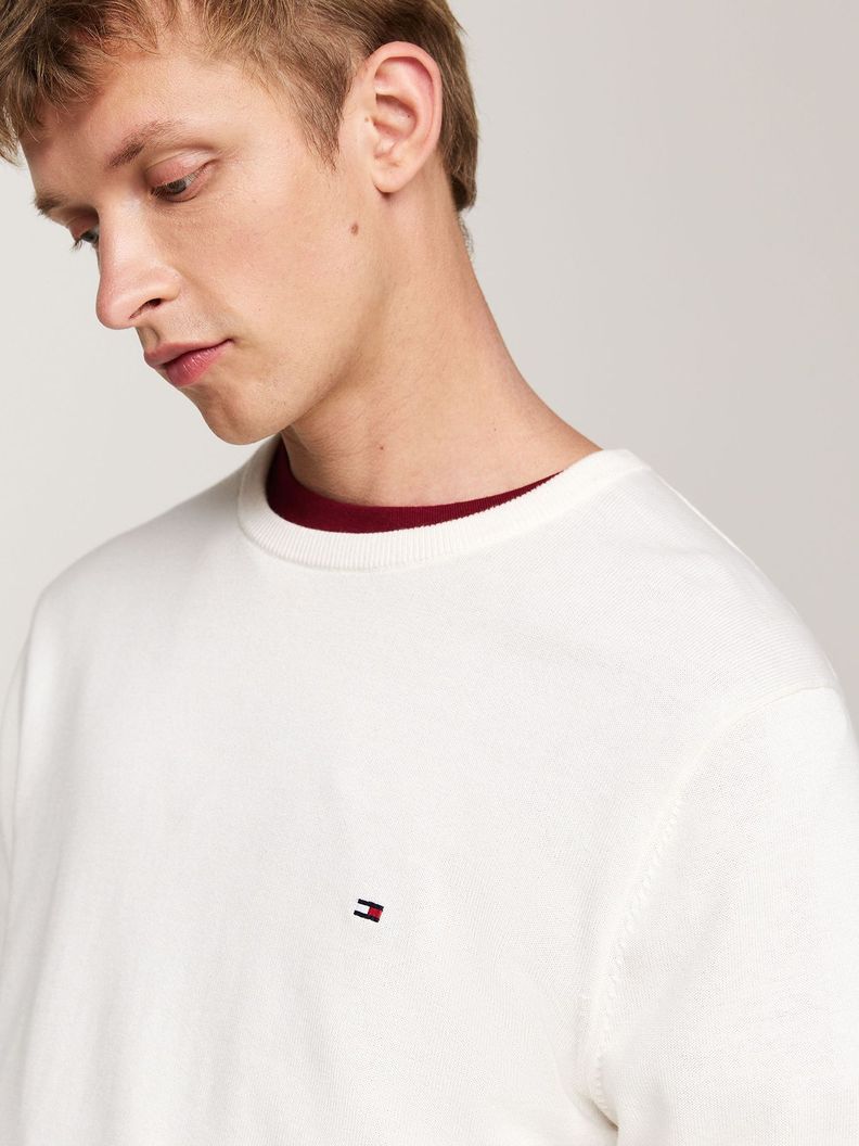 Sweater Básico Signature C-Neck Blanco Tommy Hilfiger-3