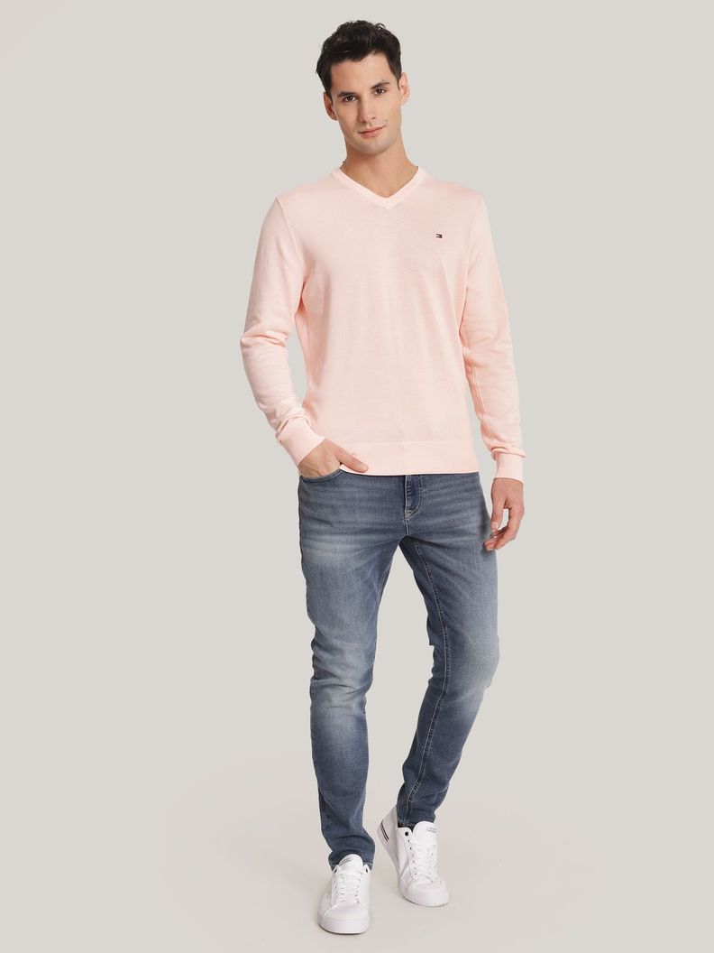 Sweater Básico Signature V-Neck Rosado Tommy Hilfiger-1