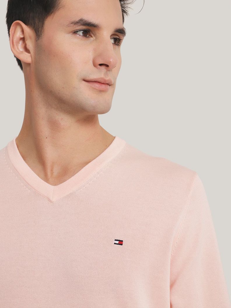 Sweater Básico Signature V-Neck Rosado Tommy Hilfiger-3