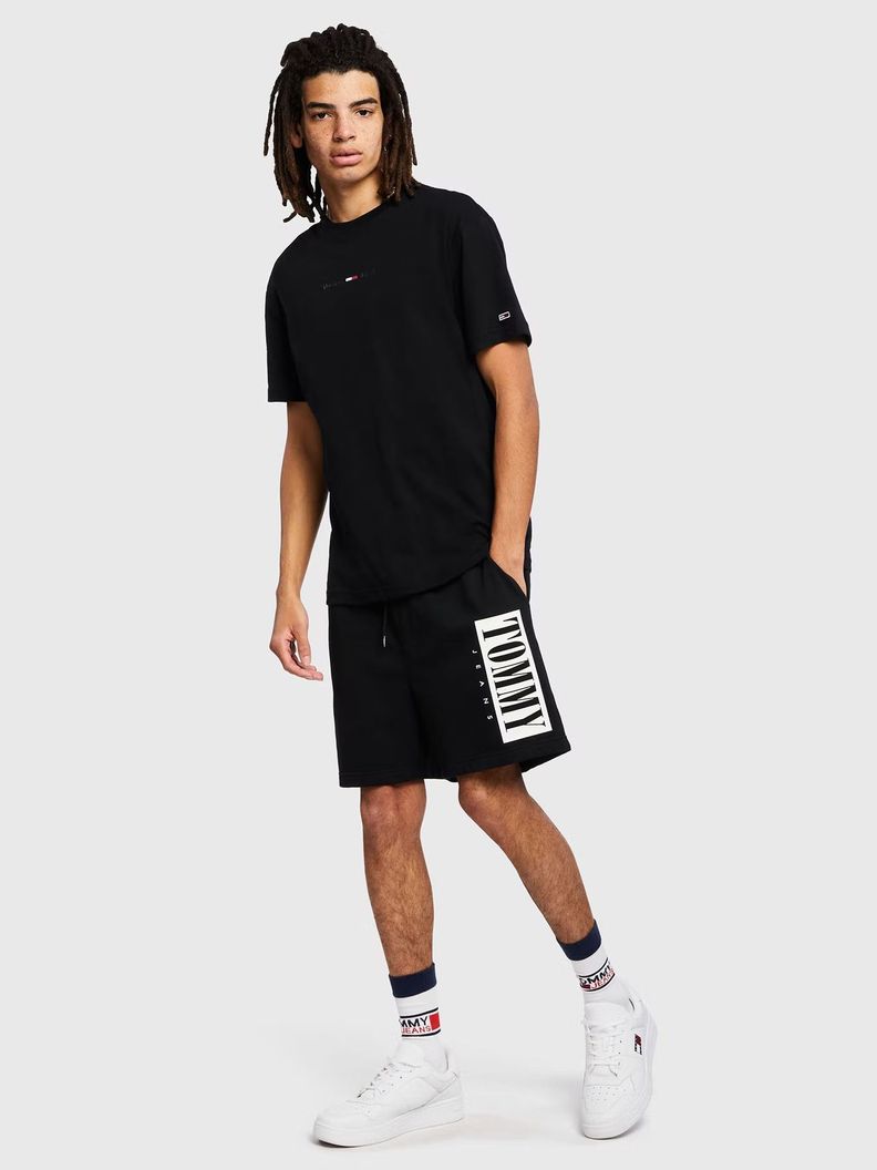 Short Solid Serif Terry Negro Tommy Jeans