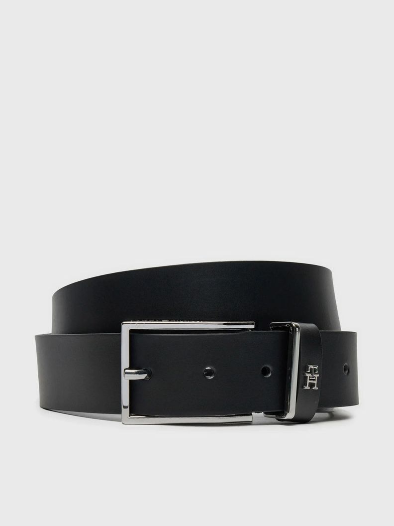 Cinturón Monogram De Cuero Negro Tommy Hilfiger-0