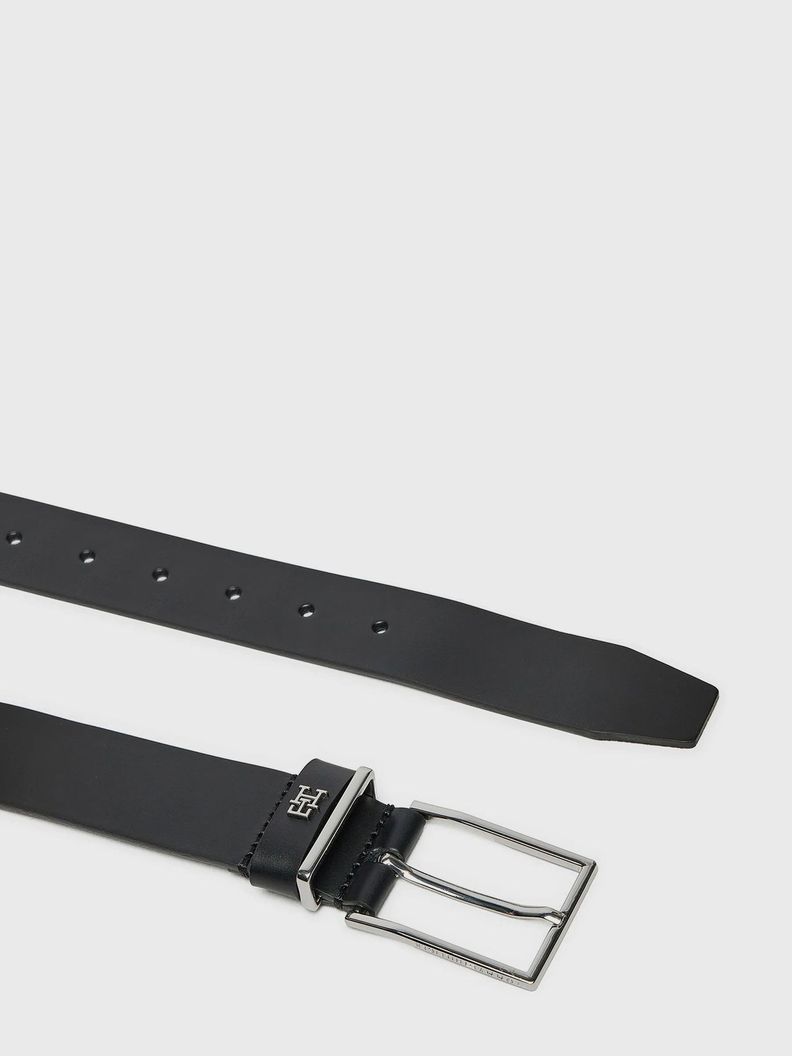 Cinturón Monogram De Cuero Negro Tommy Hilfiger-1