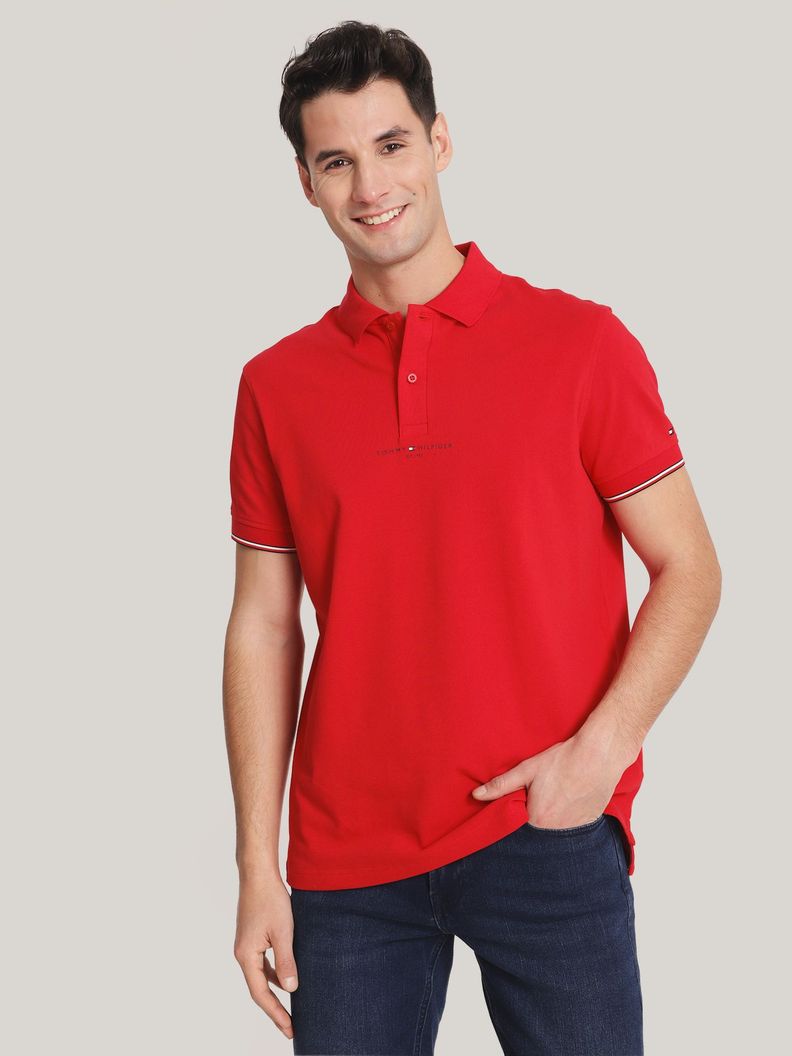 Polo Con Mangas Ribeteadas Rojo Tommy Hilfiger-0