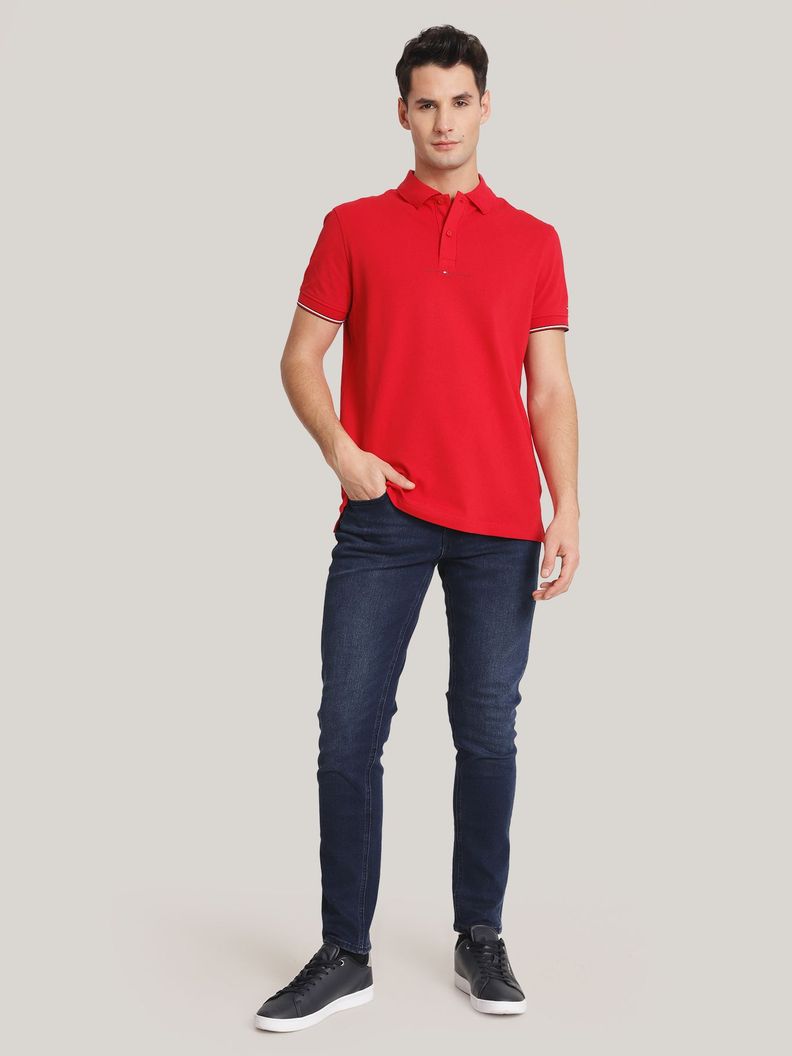 Polo Con Mangas Ribeteadas Rojo Tommy Hilfiger-1
