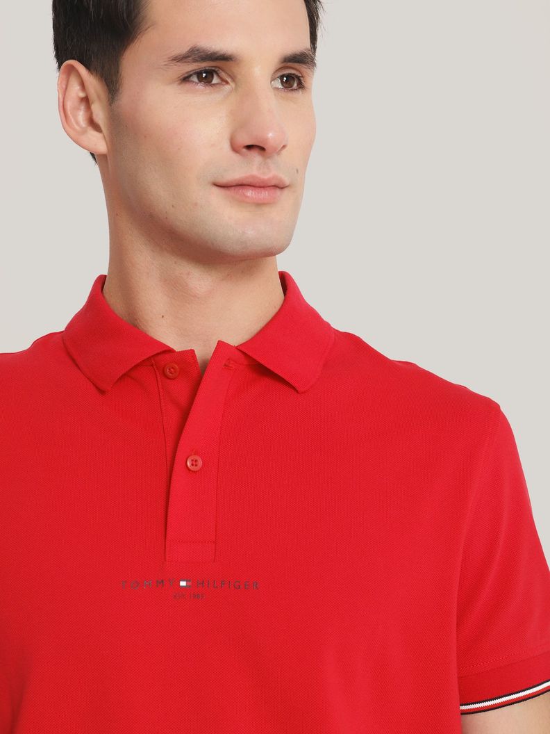 Polo Con Mangas Ribeteadas Rojo Tommy Hilfiger-3