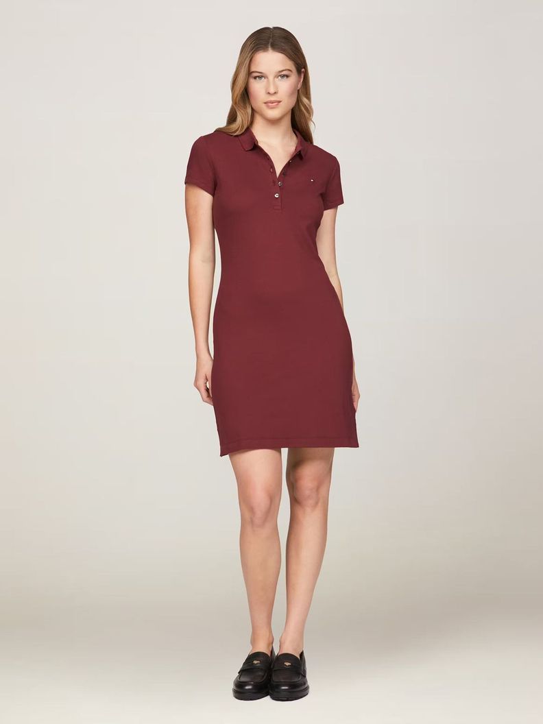Vestido Polo Slim Fit Burdeo Tommy Hilfiger-0