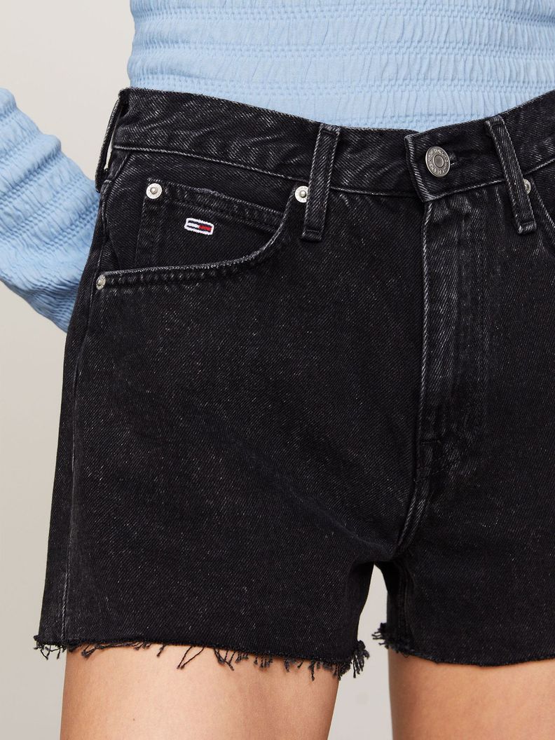 Shorts Denim Con Bajos Sin Rematar Negro Tommy Jeans-3