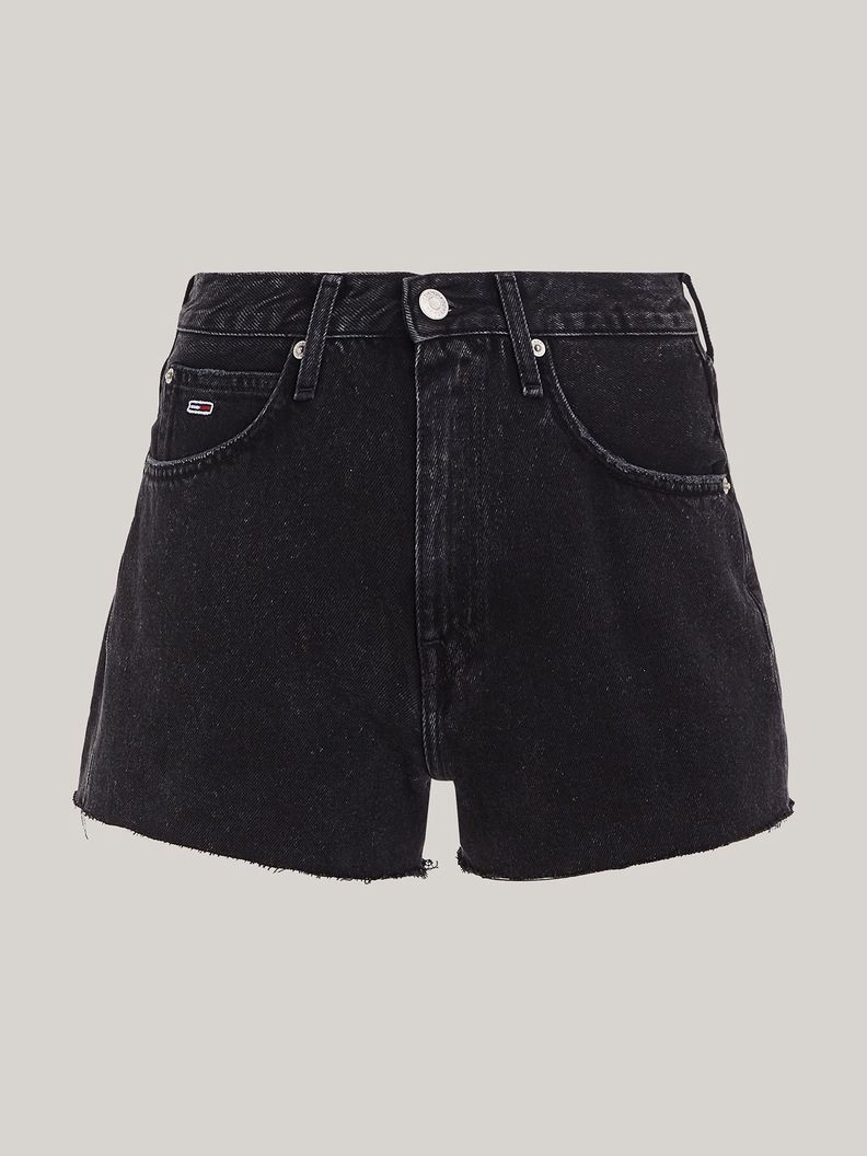 Shorts Denim Con Bajos Sin Rematar Negro Tommy Jeans-4