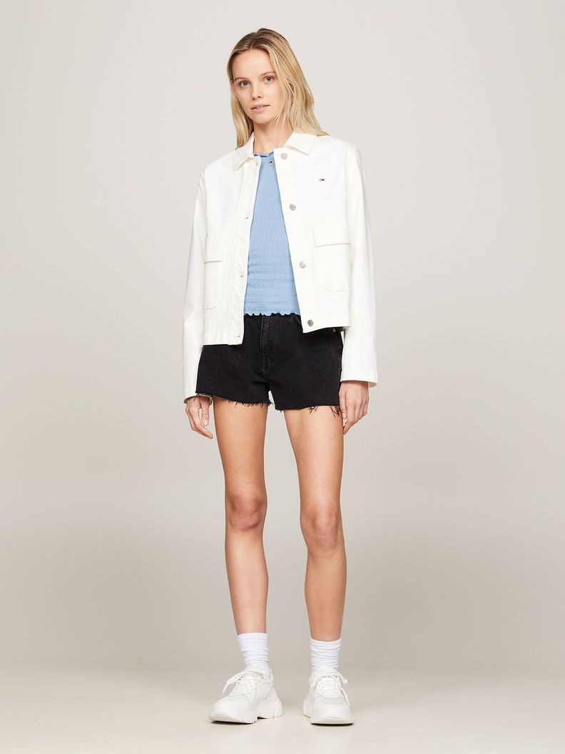 Shorts Denim Con Bajos Sin Rematar Negro Tommy Jeans-0