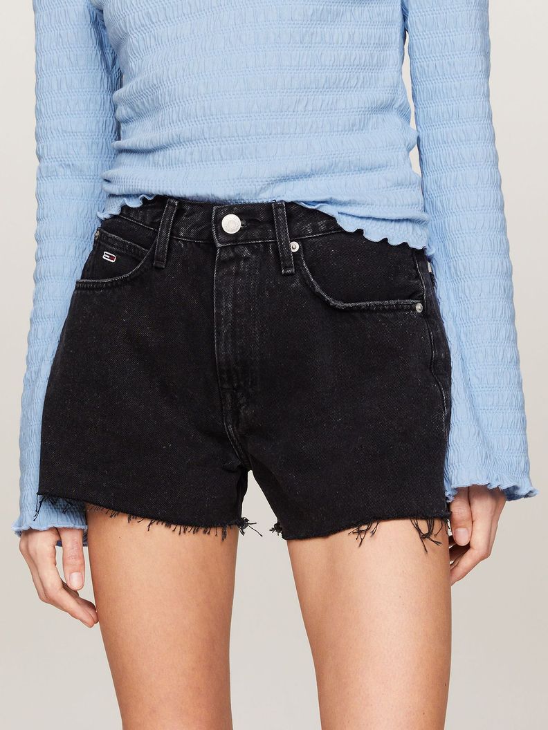 Shorts Denim Con Bajos Sin Rematar Negro Tommy Jeans-1