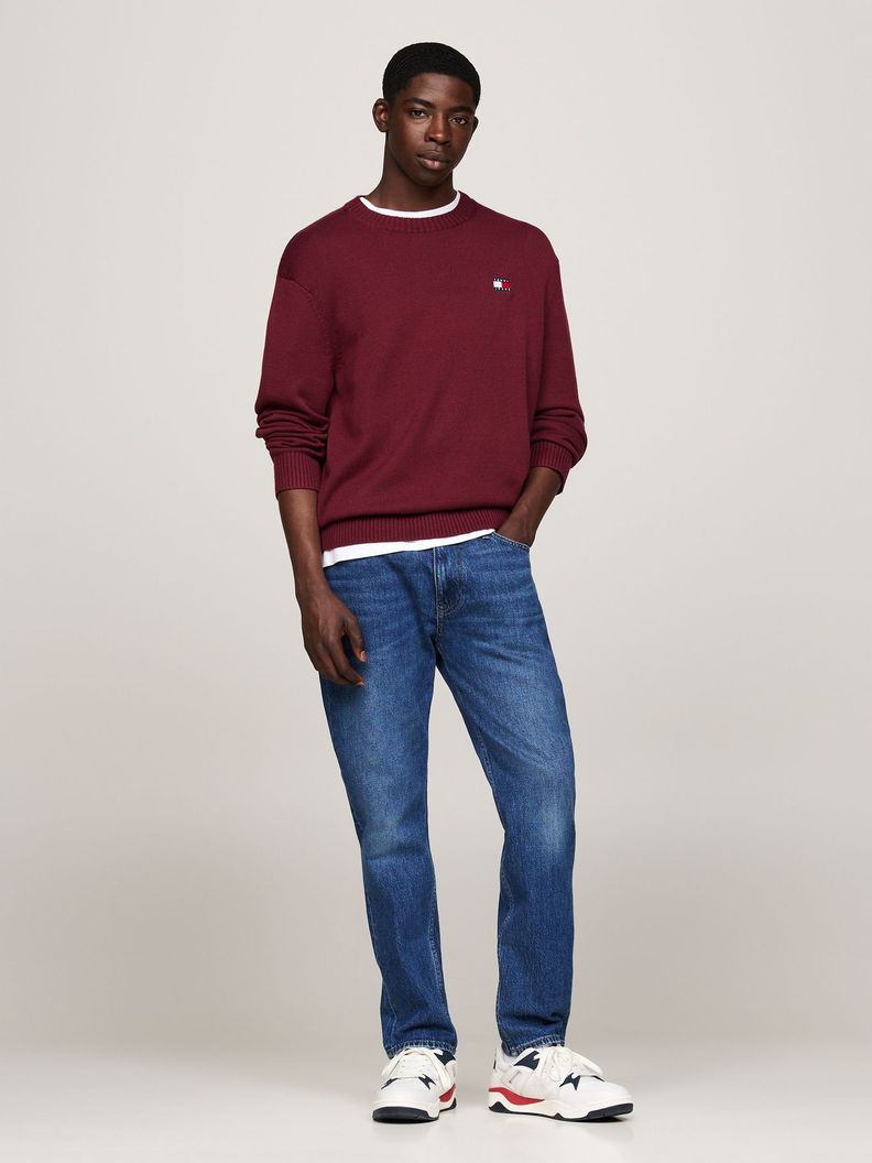 Sweater Con Logo De Parche Burdeo Tommy Hilfiger-1