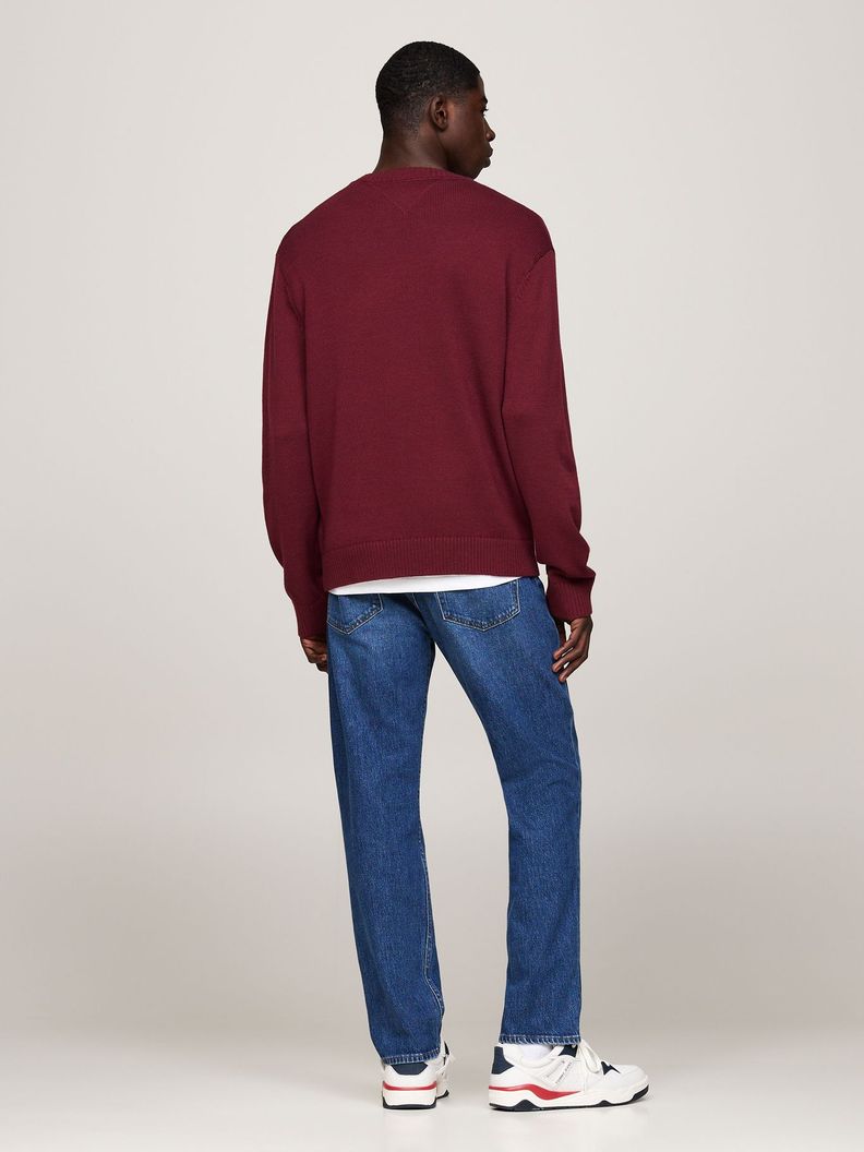 Sweater Con Logo De Parche Burdeo Tommy Hilfiger-2