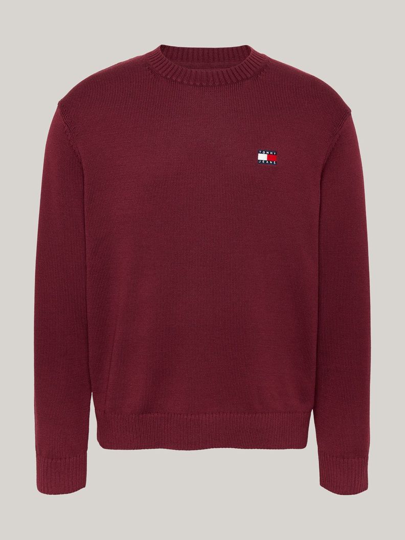 Sweater Con Logo De Parche Burdeo Tommy Hilfiger-4