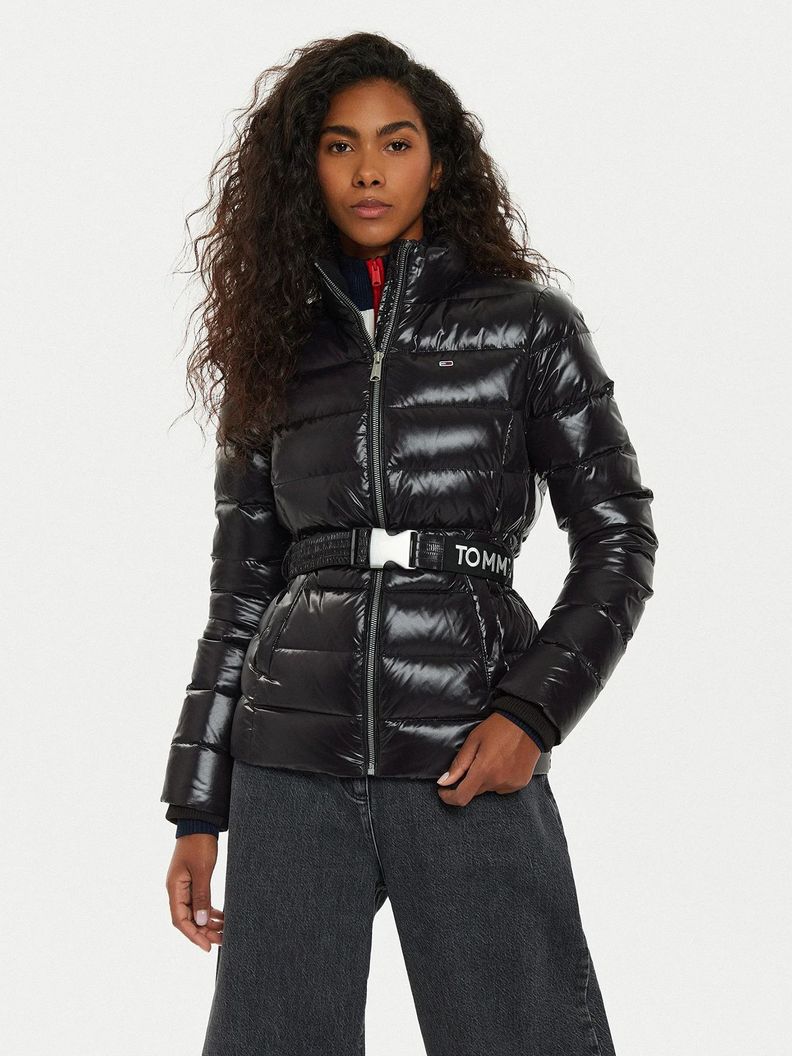 Parka Acolchada Con Cinturón Negro Tommy Hilfiger-0