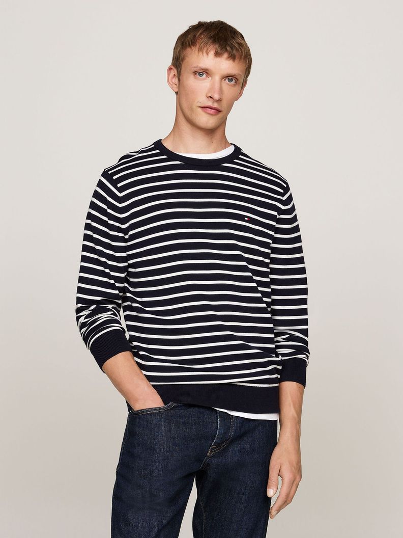 Sweater Básico Signature C-Neck Azul Tommy Hilfiger-0