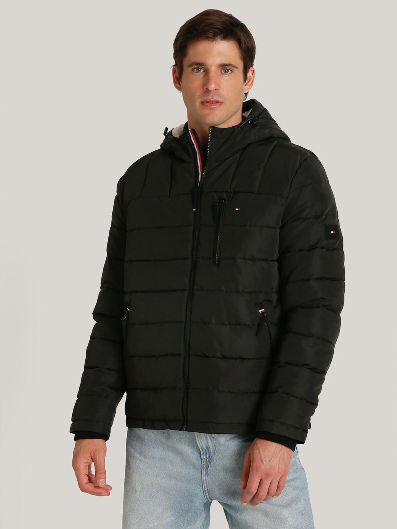 Parka Hoodie Quilted Con Logo Negro Tommy Hilfiger-0