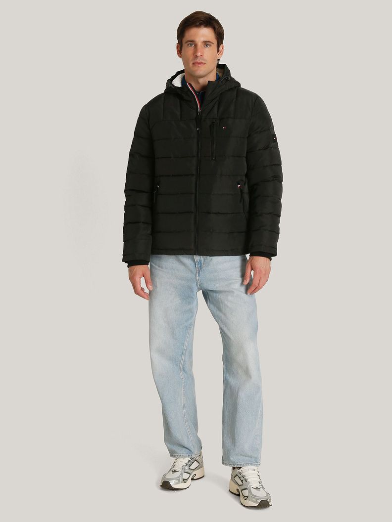 Parka Hoodie Quilted Con Logo Negro Tommy Hilfiger-1