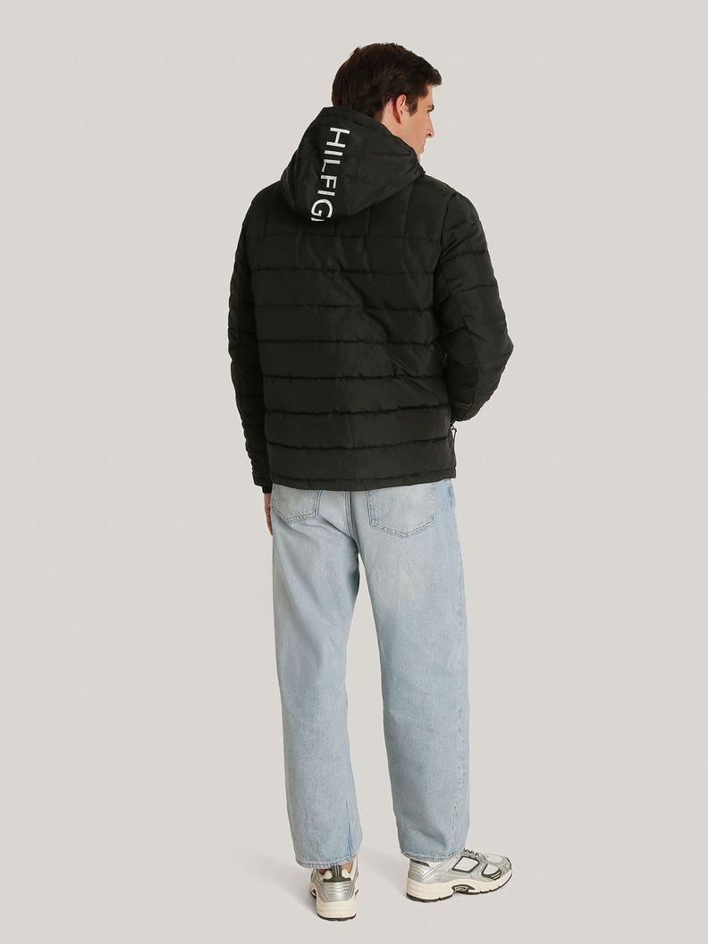 Parka Hoodie Quilted Con Logo Negro Tommy Hilfiger-2