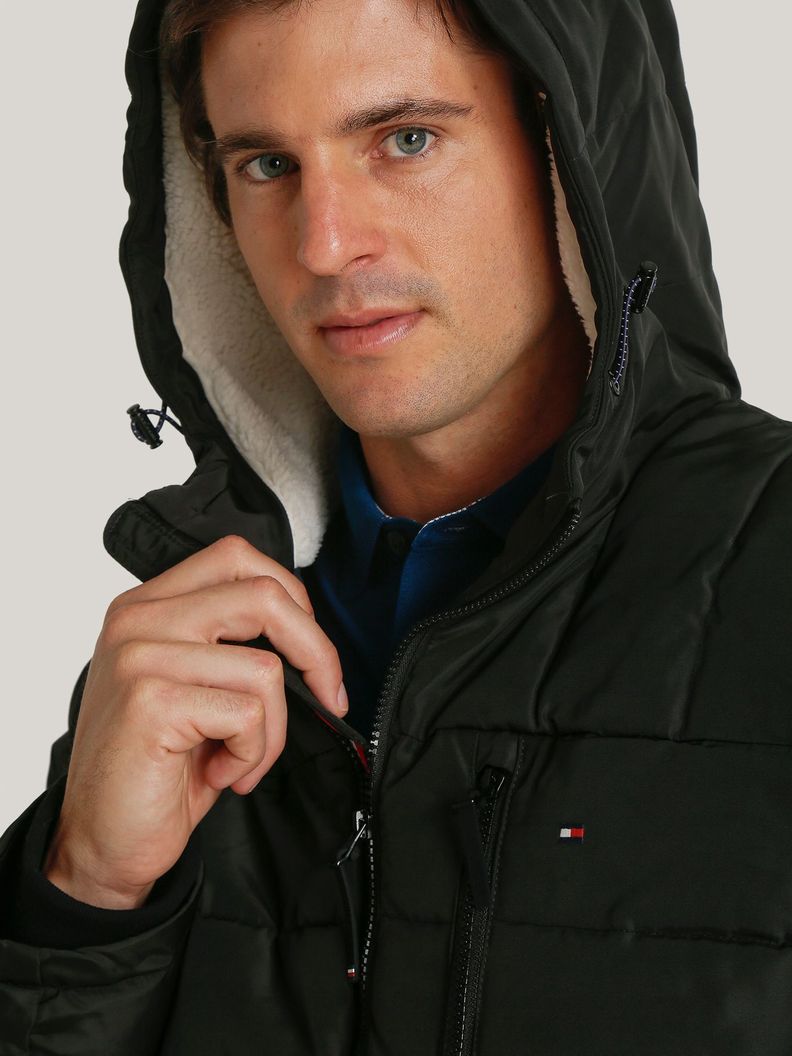 Parka Hoodie Quilted Con Logo Negro Tommy Hilfiger-3