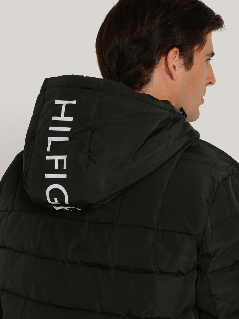 Parka Hoodie Quilted Con Logo Negro Tommy Hilfiger-4