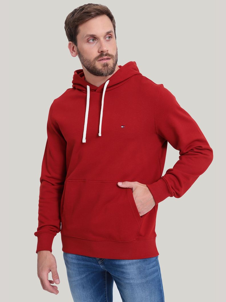 Polerón Hoodie Con Logo Bordado Rojo Tommy Hilfiger-0