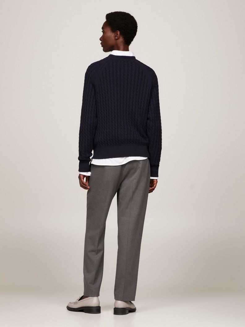 Sweater Relaxed De Punto Trenzado Azul Tommy Hilfiger-2