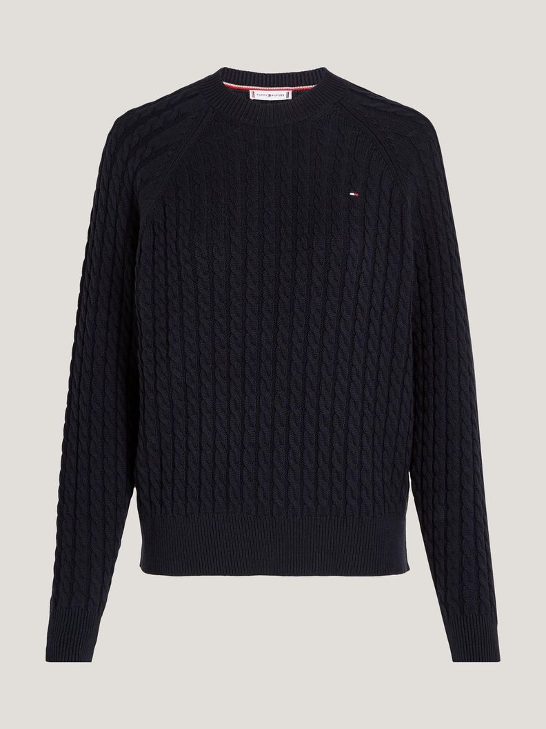 Sweater Relaxed De Punto Trenzado Azul Tommy Hilfiger-4