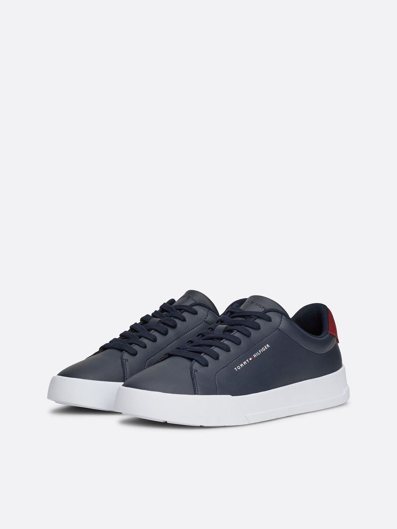 Zapatillas Court De Cuero Con Logo Azul Tommy Hilfiger-0