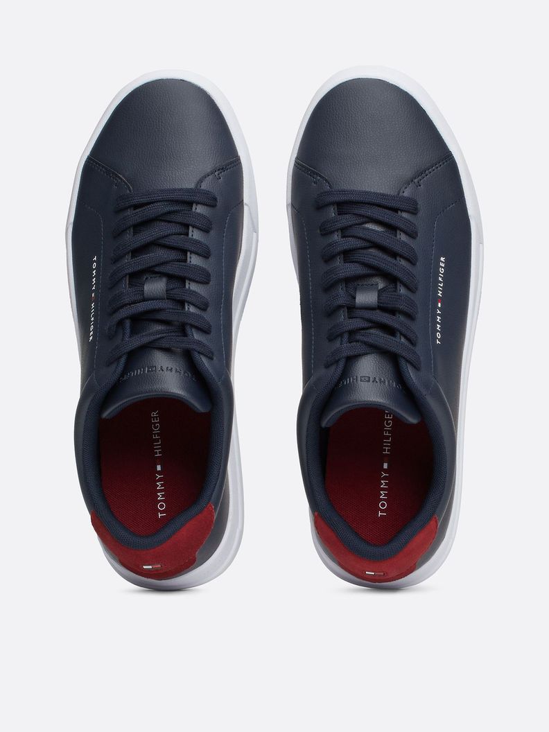 Zapatillas Court De Cuero Con Logo Azul Tommy Hilfiger-2
