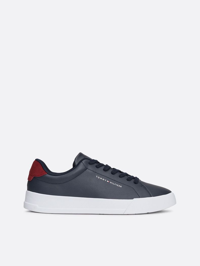 Zapatillas Court De Cuero Con Logo Azul Tommy Hilfiger-4