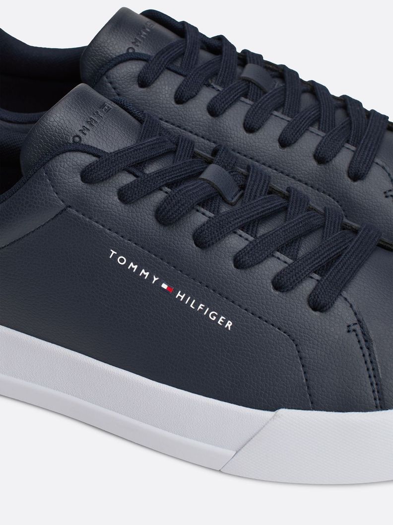 Zapatillas Court De Cuero Con Logo Azul Tommy Hilfiger-6