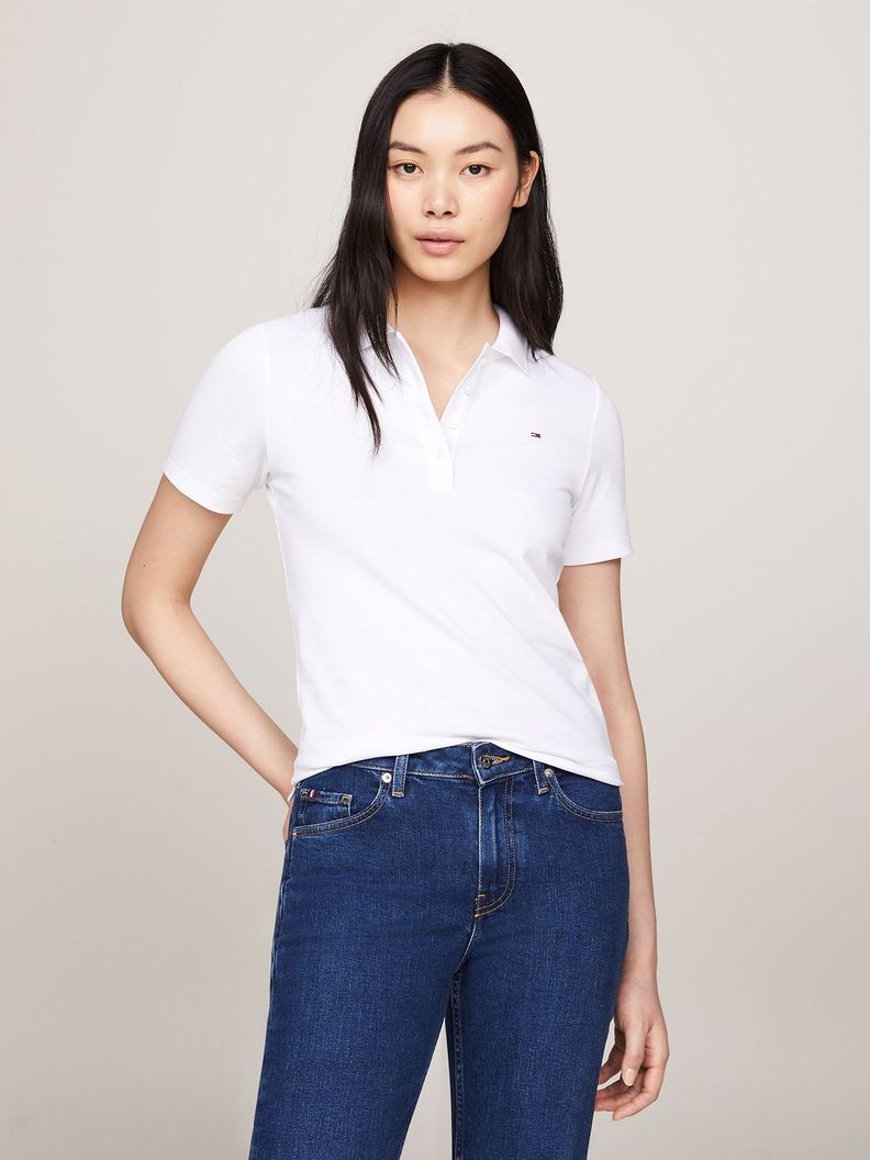 Polo Slim Fit Con Tejido Pique Blanco Tommy Hilfiger-0